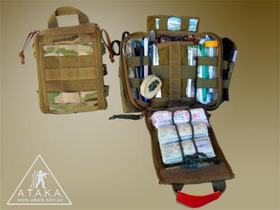 Подсумок аптечки A.M.I.A.K. в закрытом и раскрытом состоянии